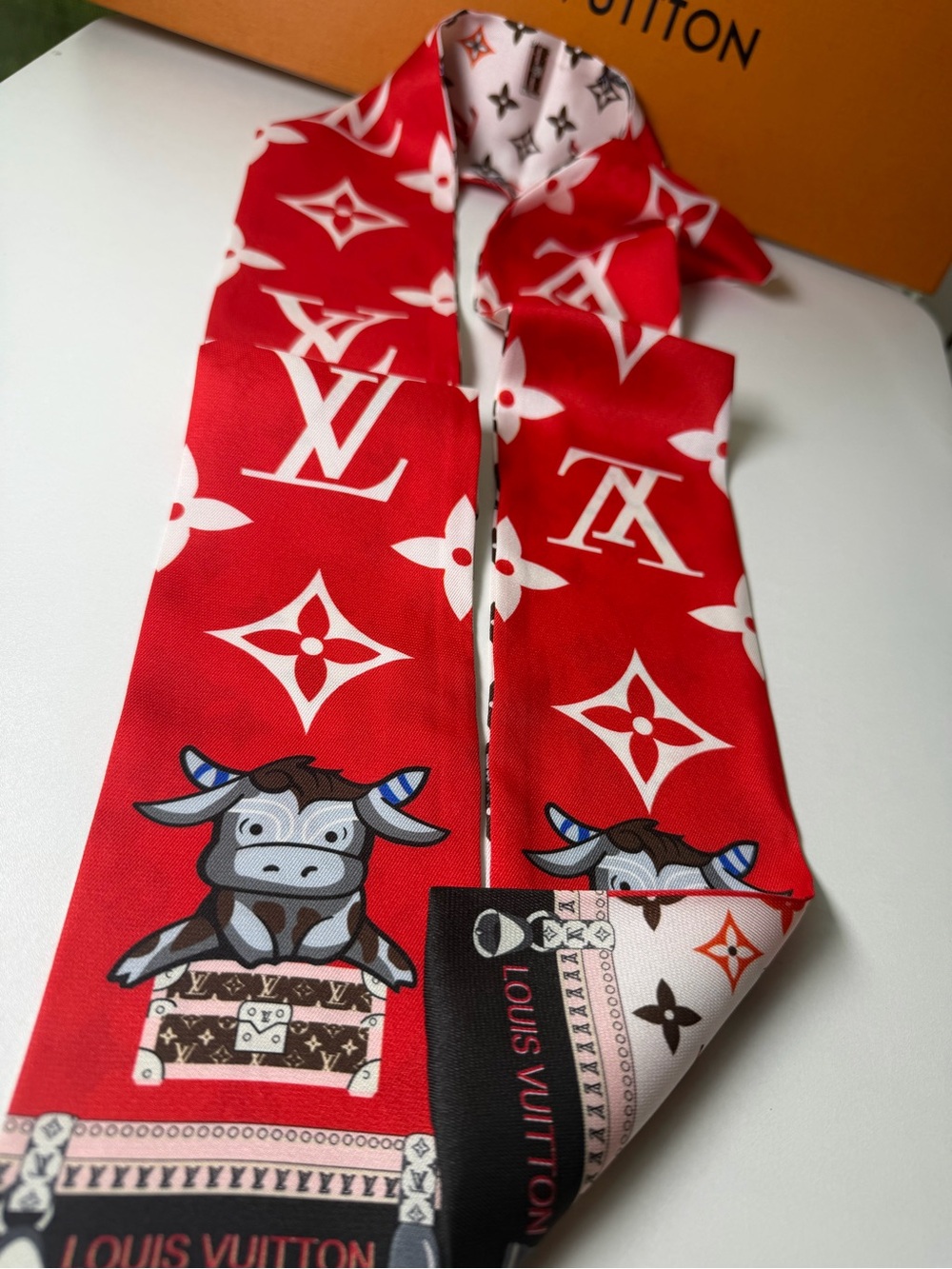 Louis Vuitton Silk Monogram Rodeo Bandeau Red